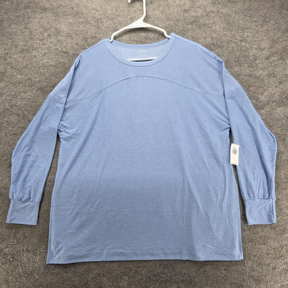 Old Navy Tunic Womens S Blue Crew Neck Long Sleeve Relaxed Stretch Activewear